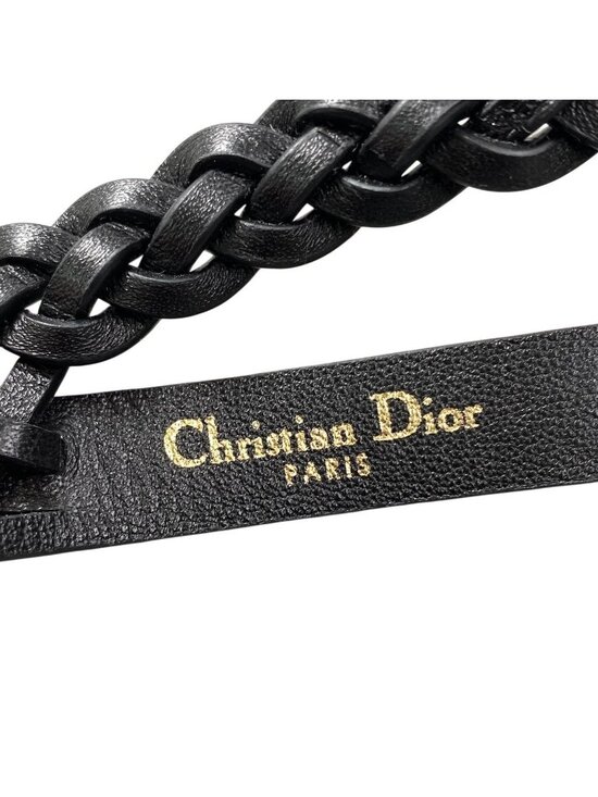 Dior CD Logo Buckle Double Strap Belt 75 Black Gold Leather main image 6